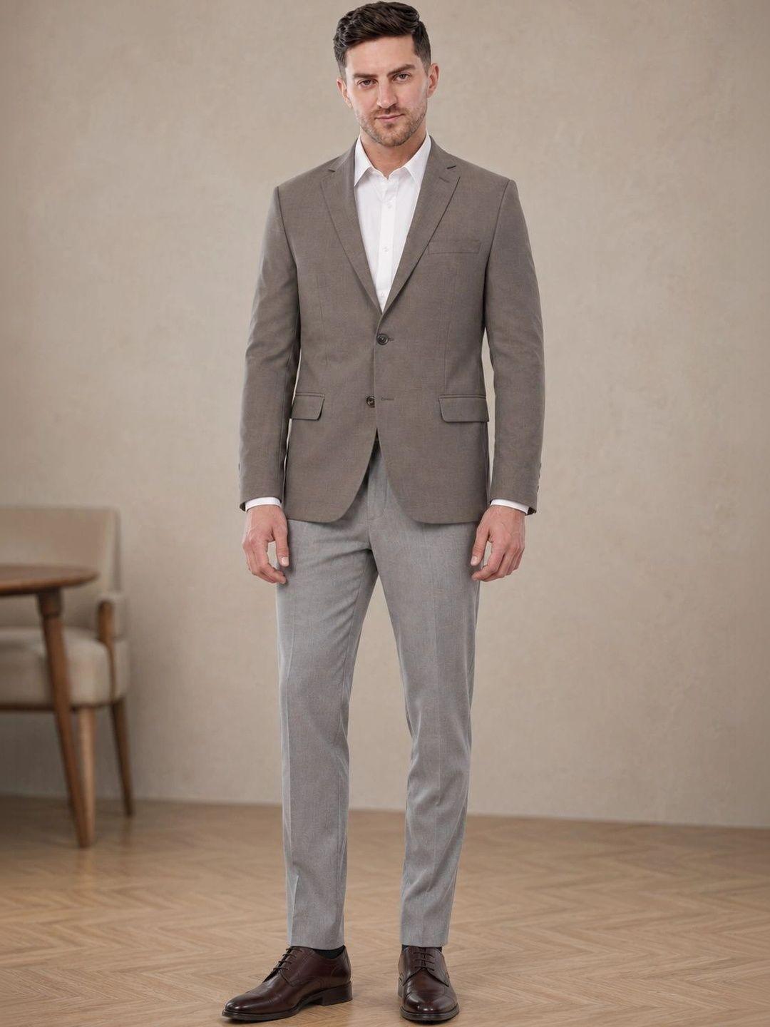 Integration Notched Lapel Single-Breasted Slim Fit Formal Blazers