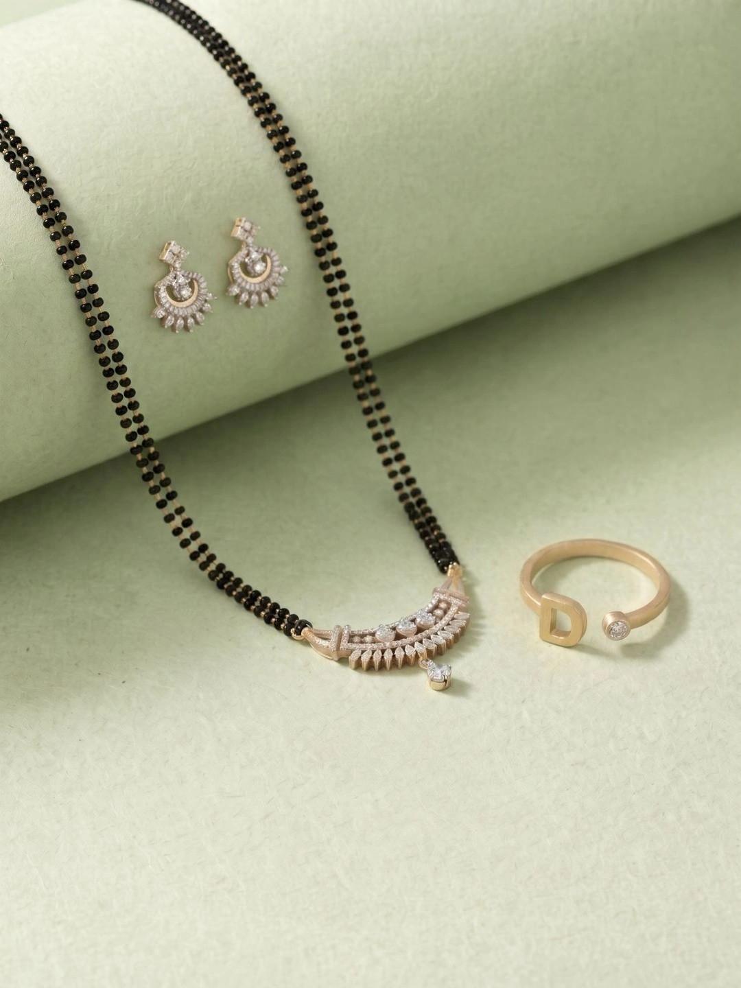 Sangria Gold-Plated Artificial Beads Mangalsutra