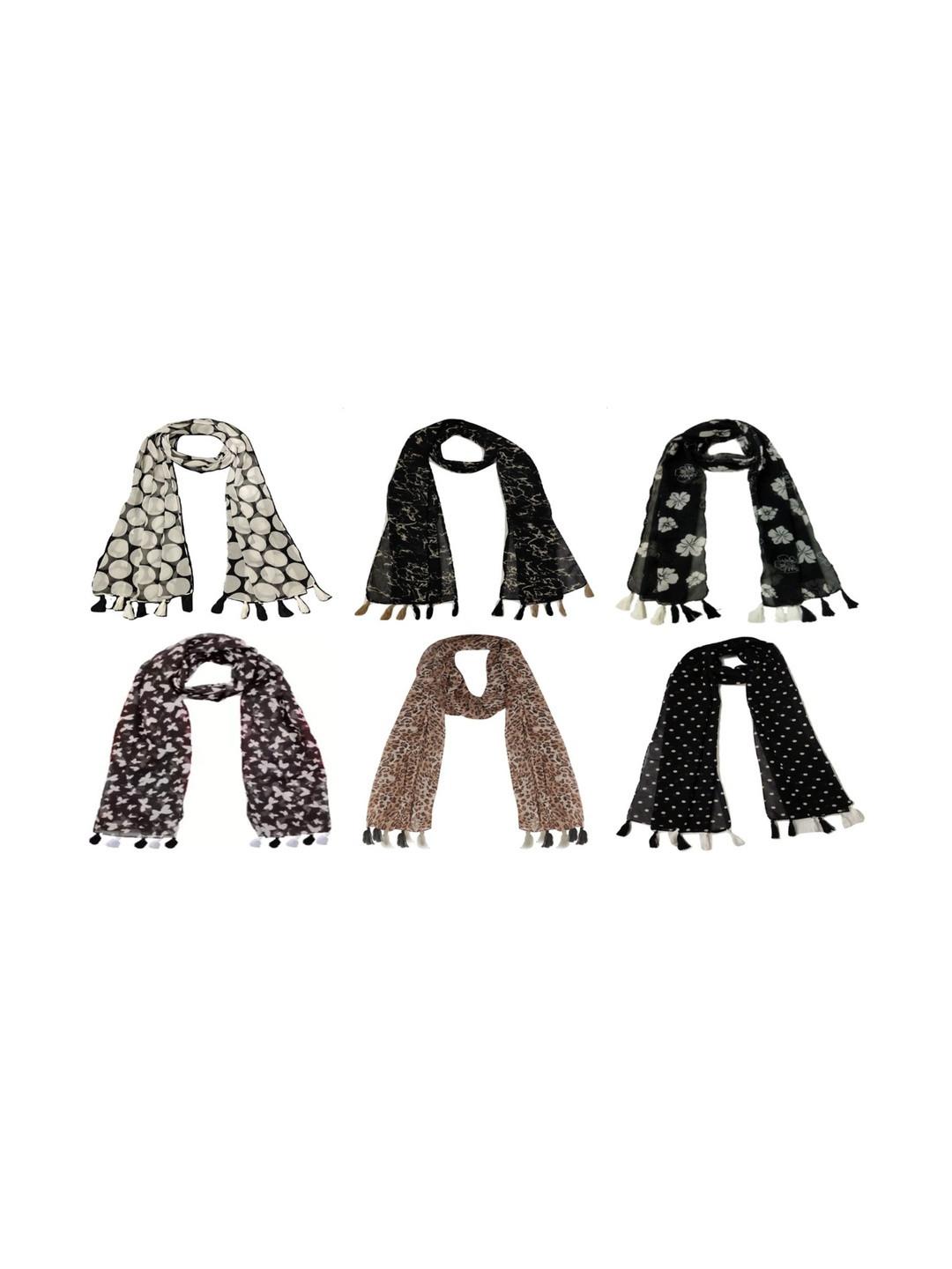XMSFASHION Pack Of 6 Women Printed Stoles