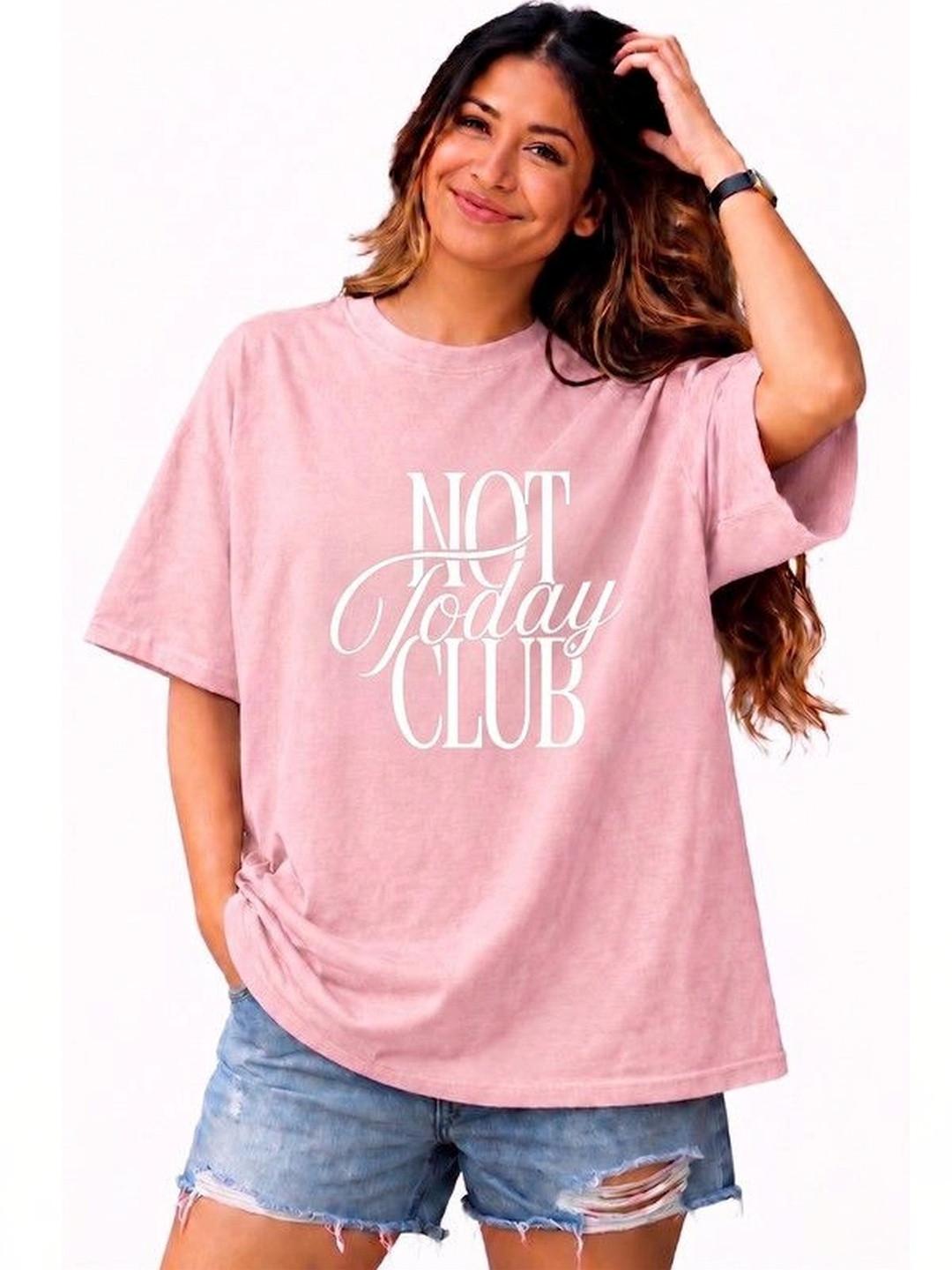 9TUNKI Women Typography Printed Drop-Shoulder Sleeves Pure Cotton T-shirt