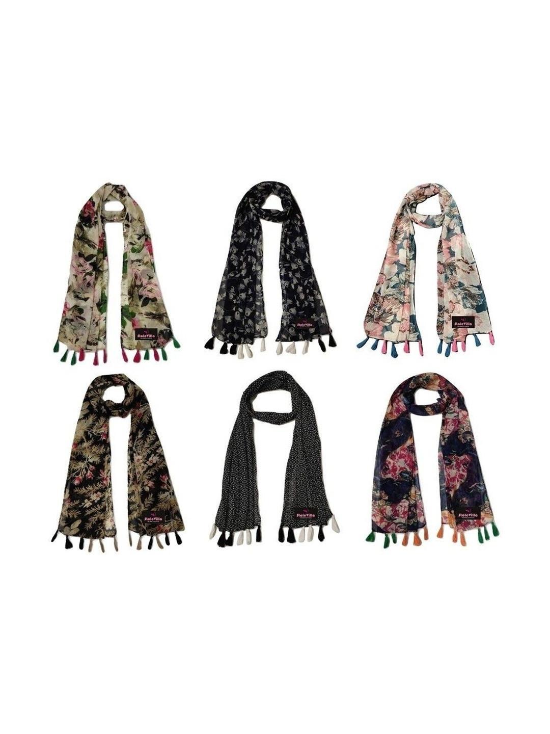 XMSFASHION Women Pack of 6 Printed Stole