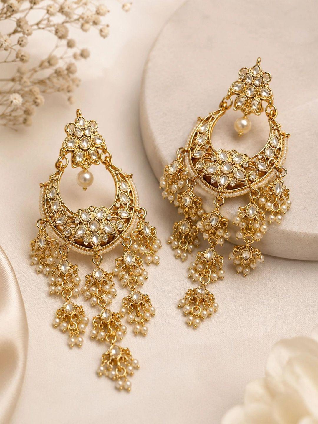 Vesara Kundan Pearl Chandbali Earrings