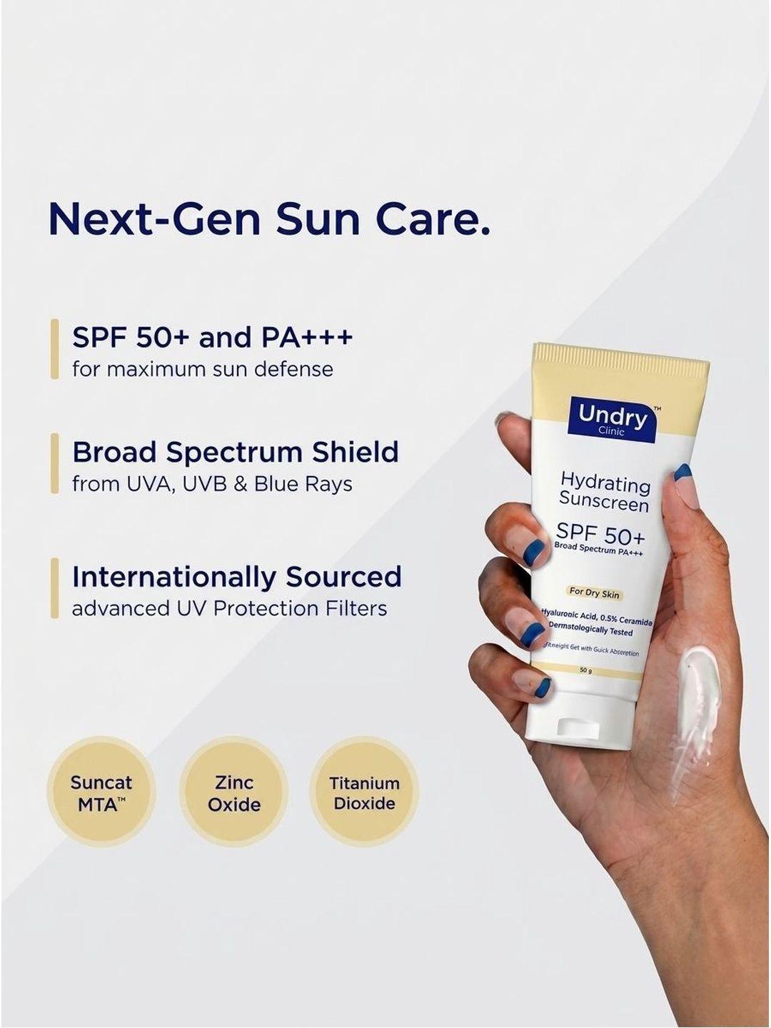 Undry Hydrating Sunscreen for Dry Skin SPF 50 - (50gm)