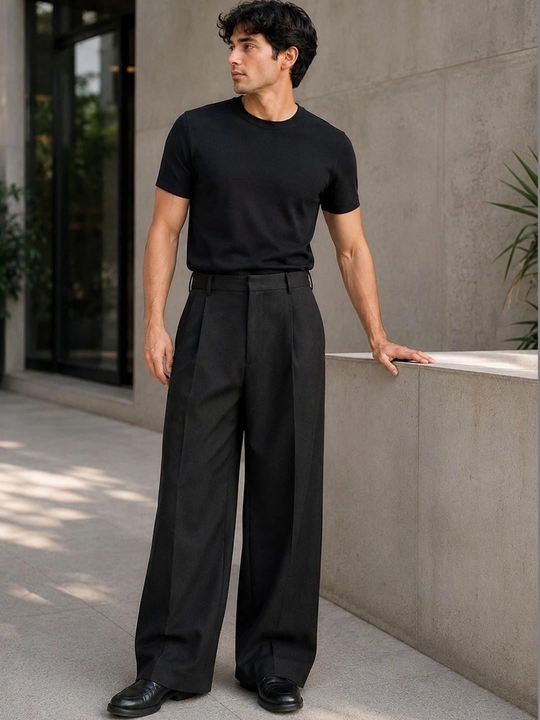 SENDIPO Men Smart High-Rise Easy Wash Pleated Trousers