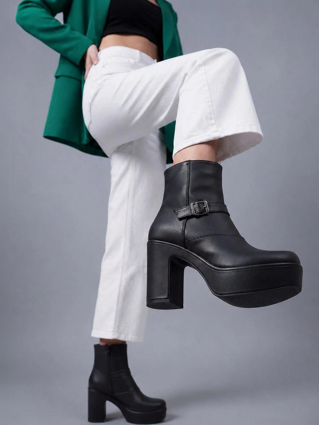 The Roadster Lifestyle Co Women Square Toe Zip Ankle Boots