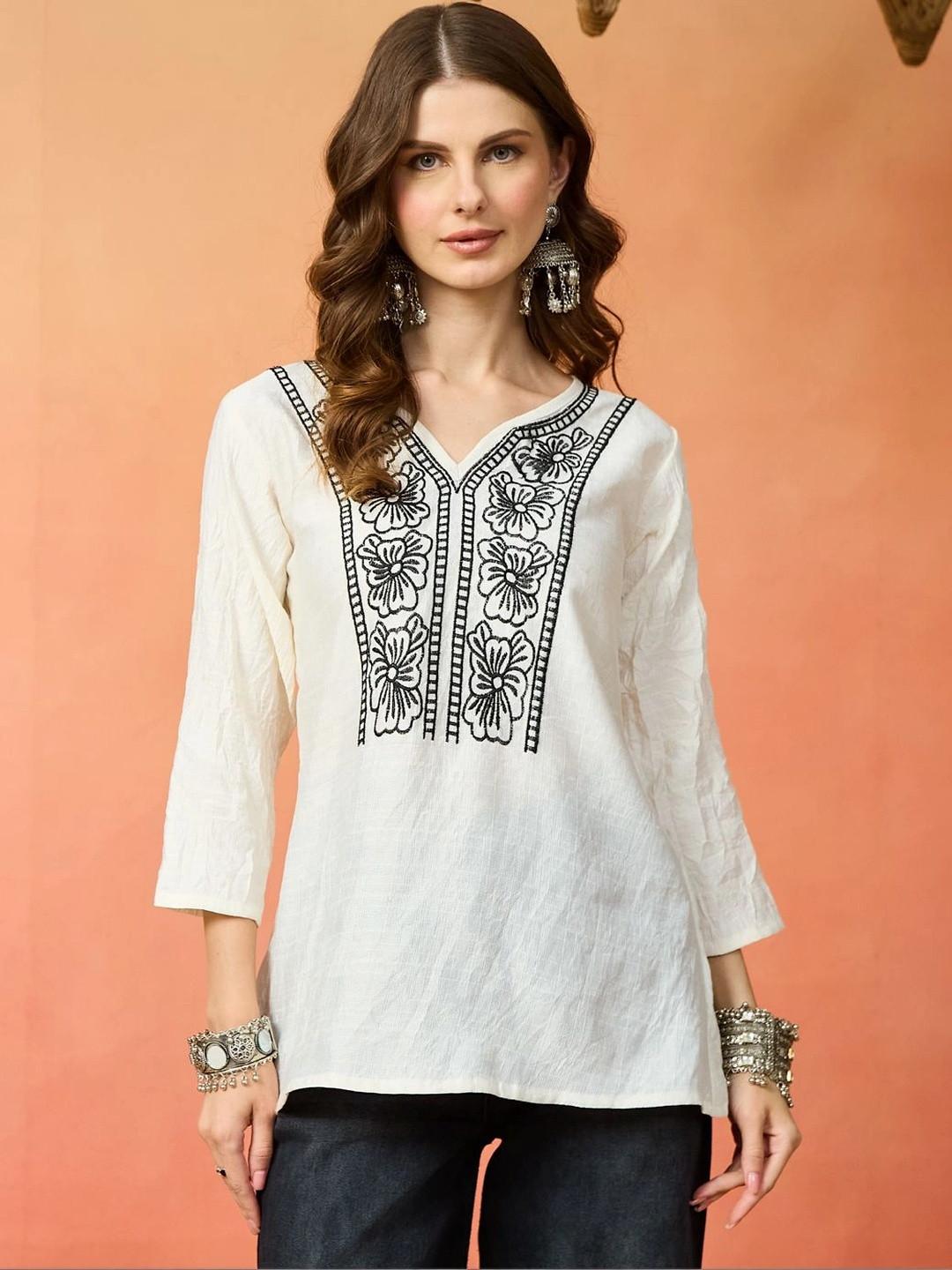 Sangria Embroidered Ethnic Tunic