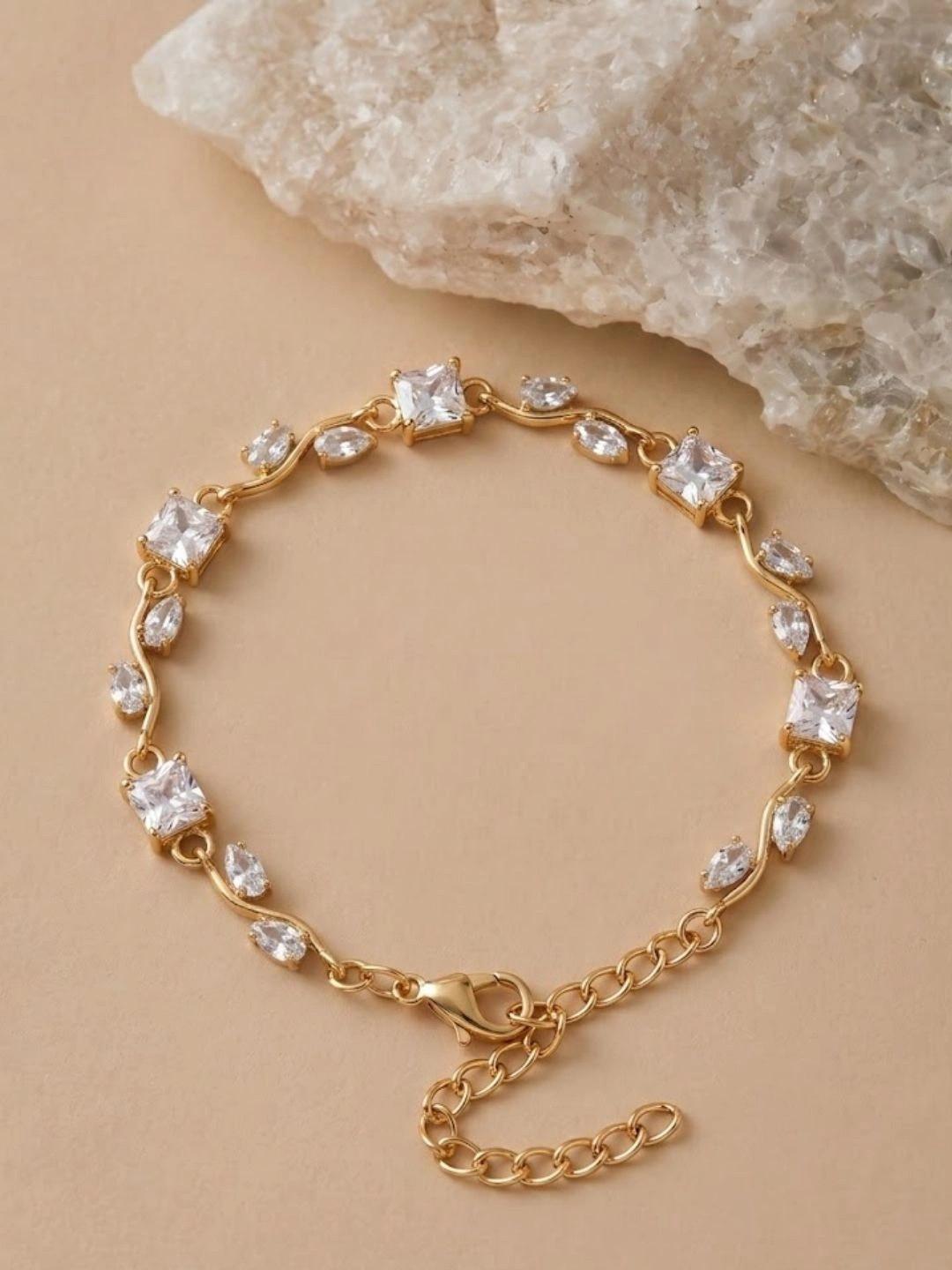 SZN Women Brass Gold-Plated Link Bracelet