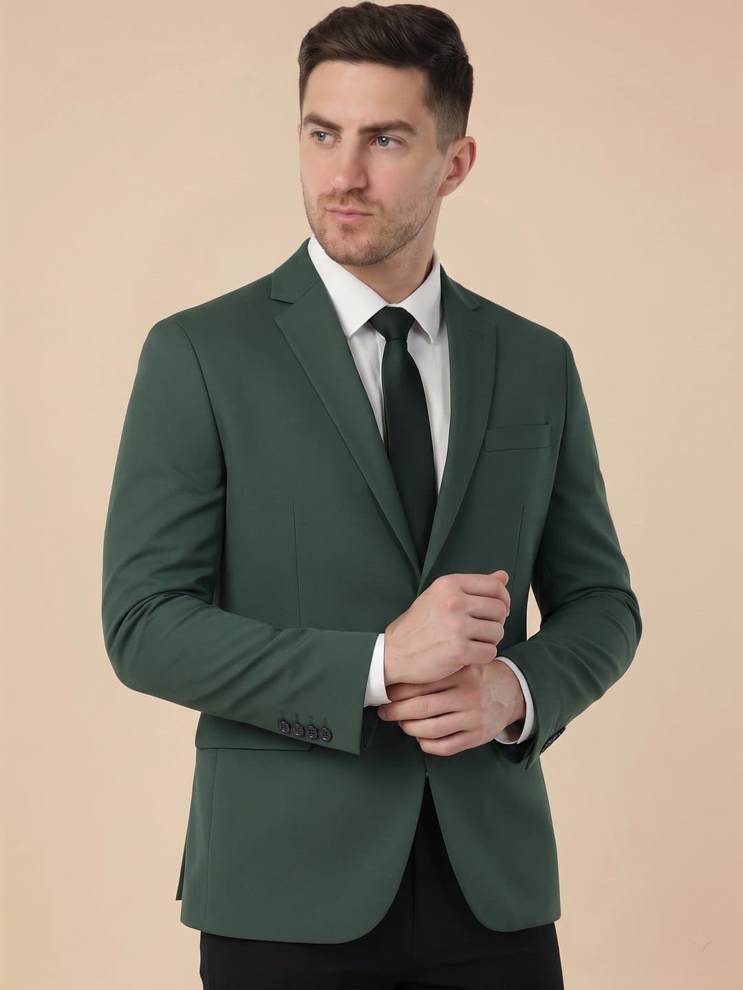 Integration Premium Notched Lapel Fully Lined Slim-Fit Formal Business Blazer