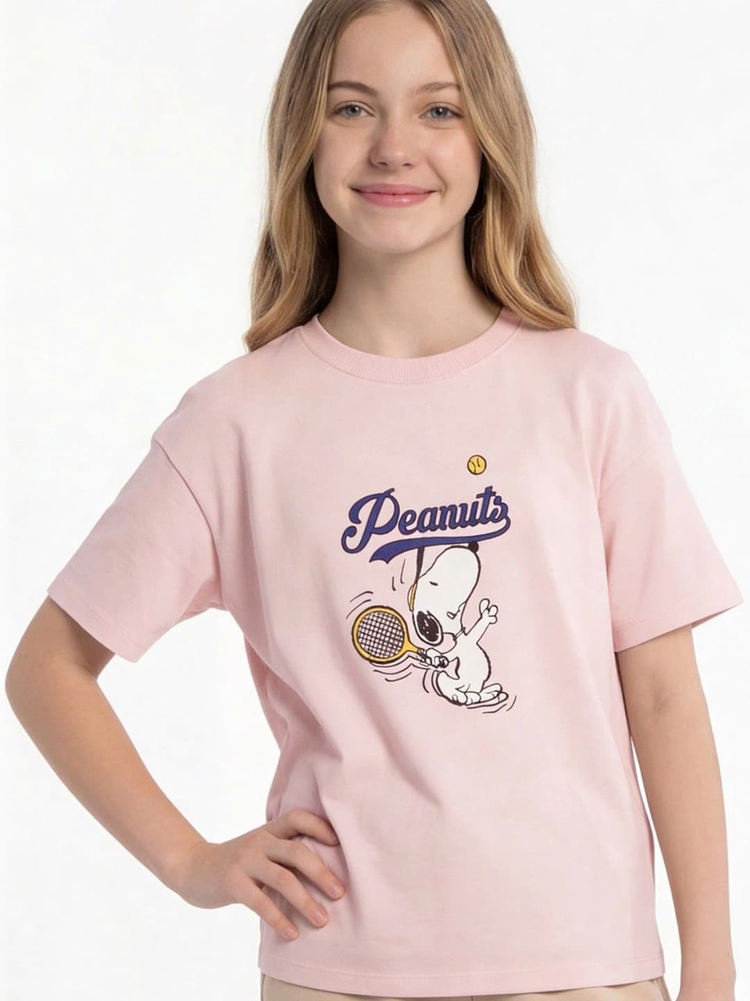 max Girls Graphic Printed Round Neck Cotton Tshirt