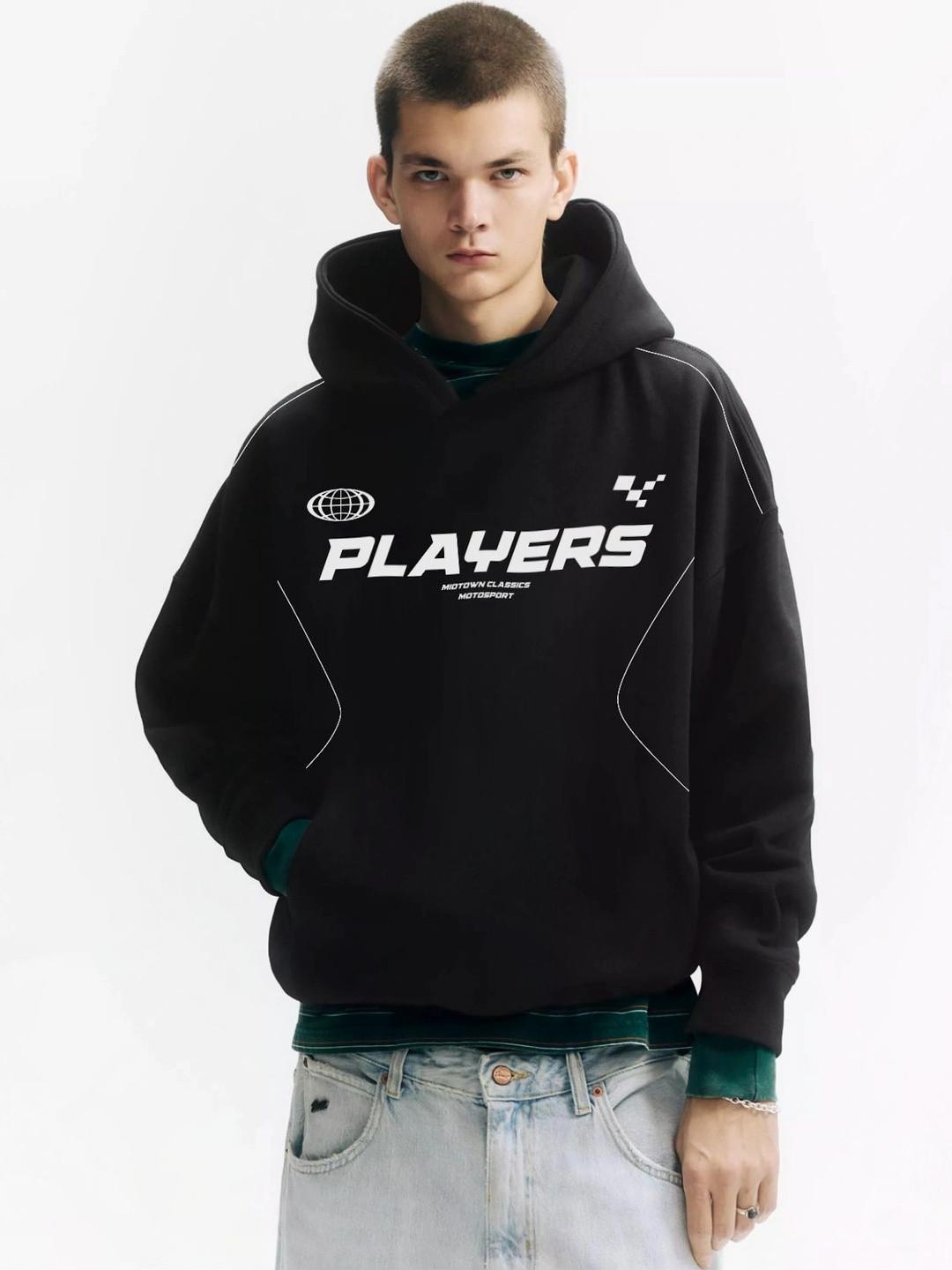 MIDHOURS Men Printed Hooded Sweatshirt