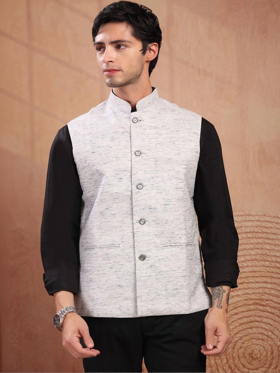 DEIFIC Pure Cotton Mandarin Collar Nehru Jackets