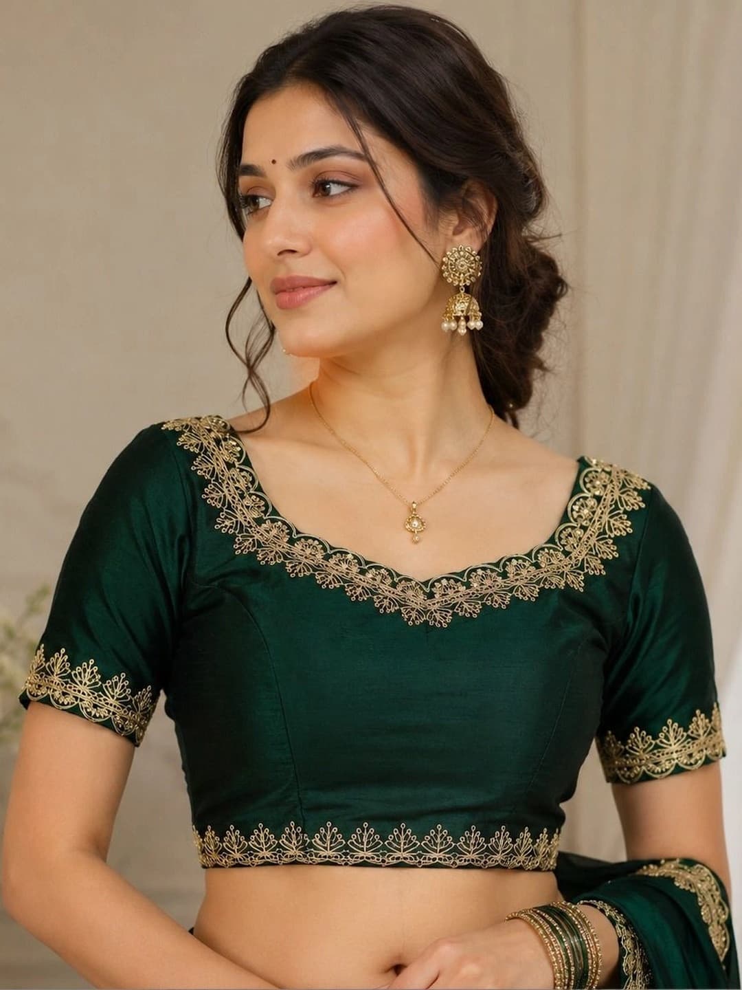 Metrolife Silk Embroidered Zari Saree Blouse