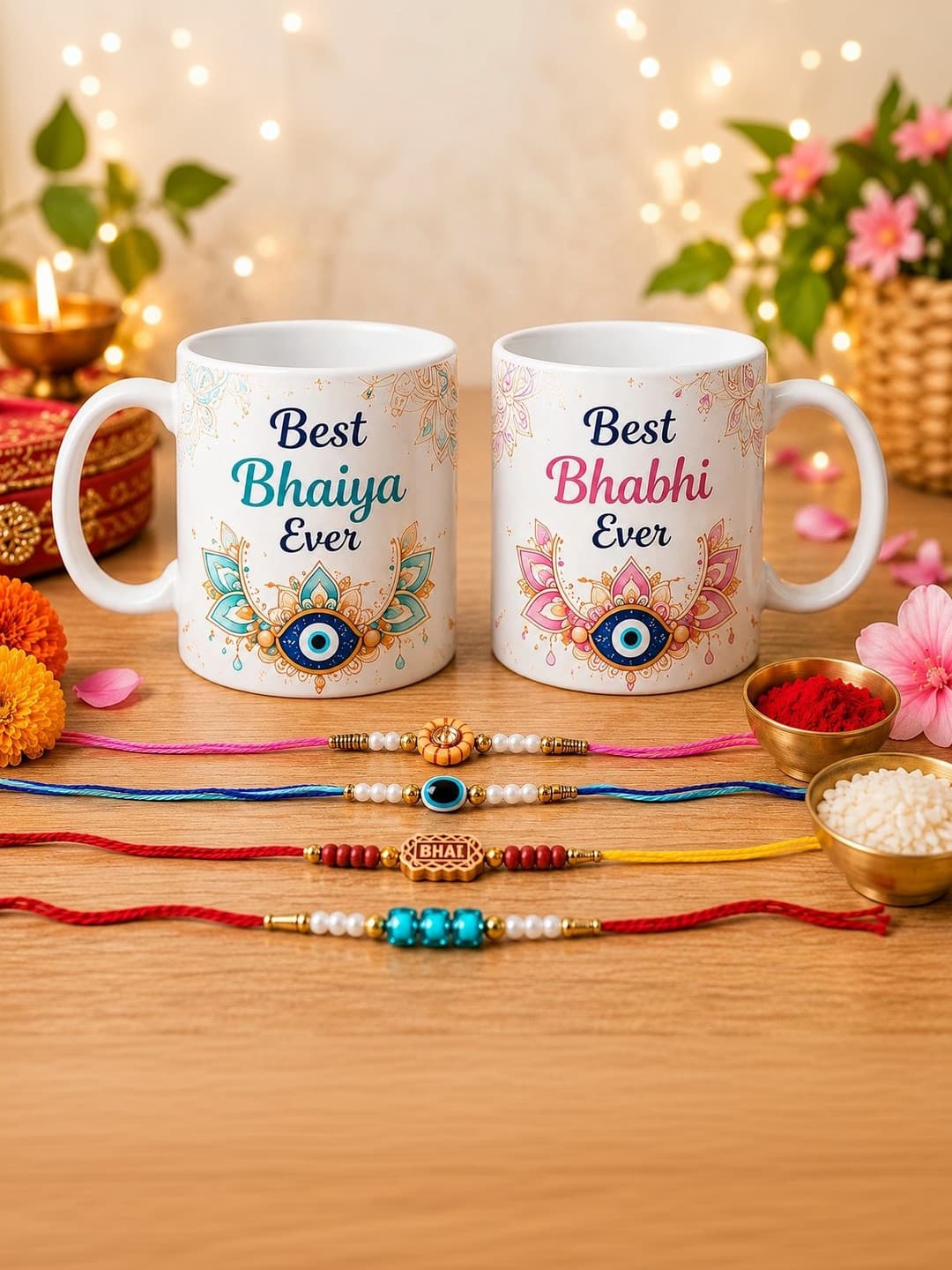 PrintingWorld Ethnic Motifs Printed Ceramic Glossy Mugs Set of Cups and Mugs