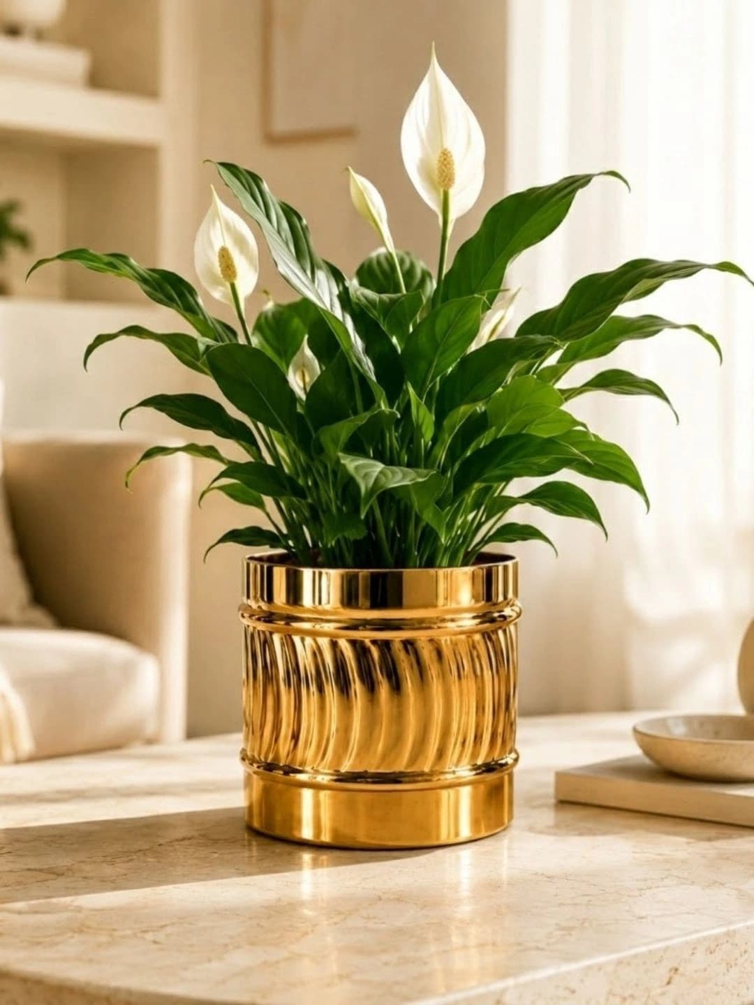ecofynd Textured Metal Flower Pot Round Planters