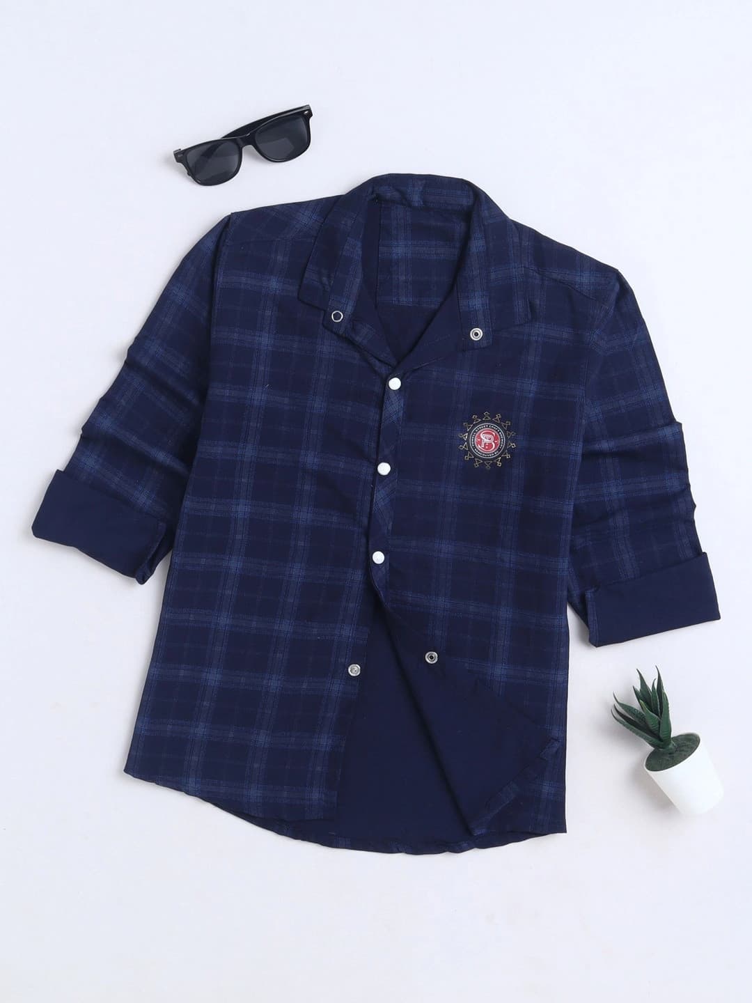 BAESD Boys Gingham Checks Checked Casual Shirt