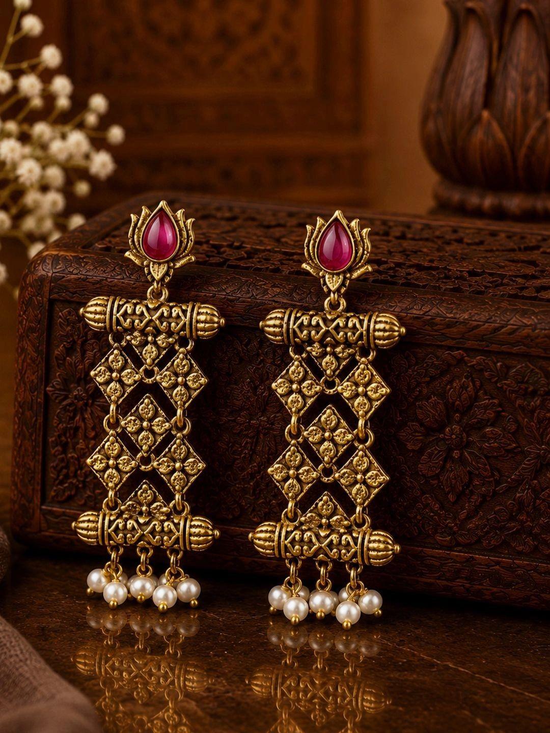 Voylla Geometric Drop Earrings