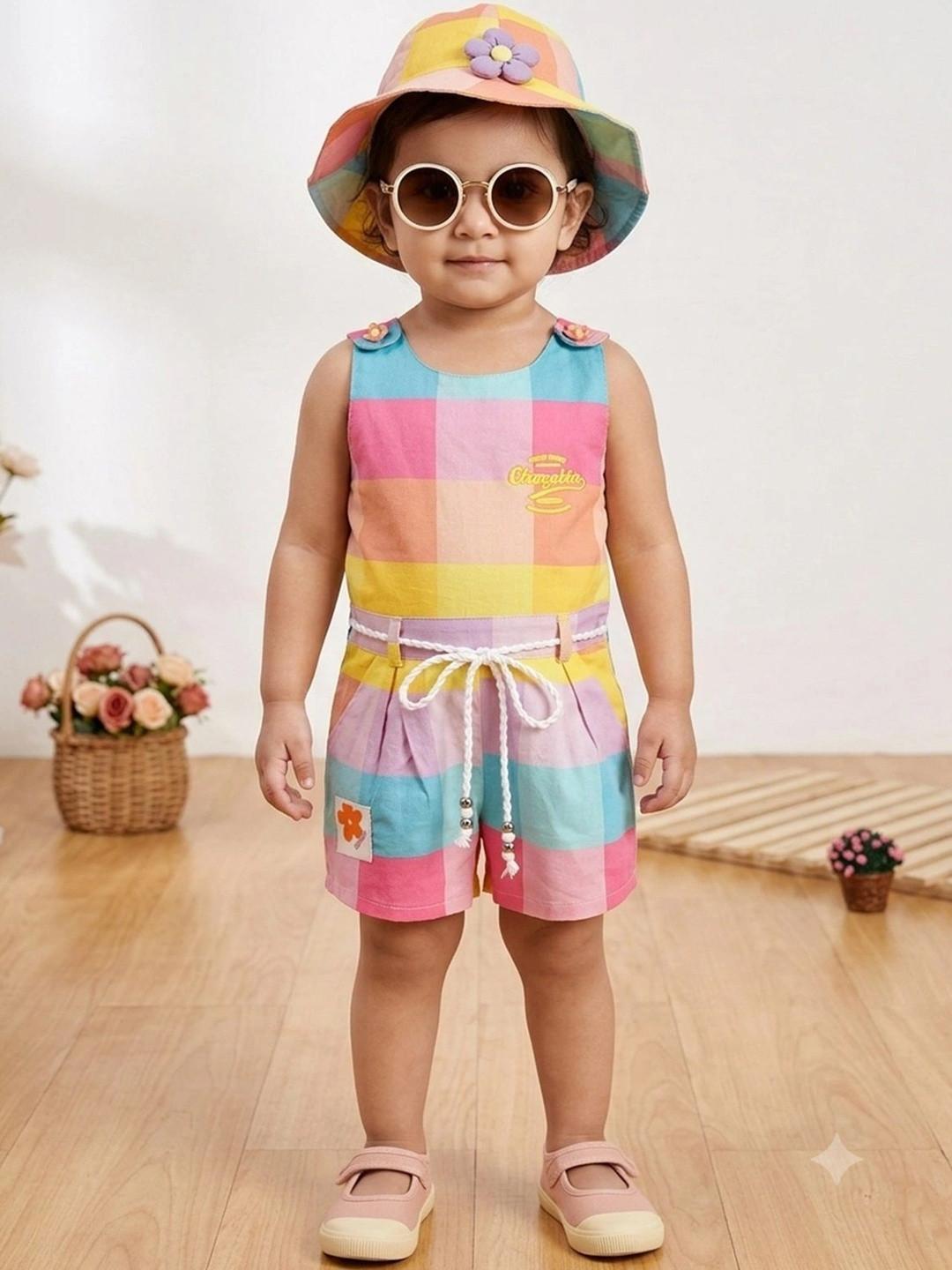 KIKO Girls Checked Top with Shorts