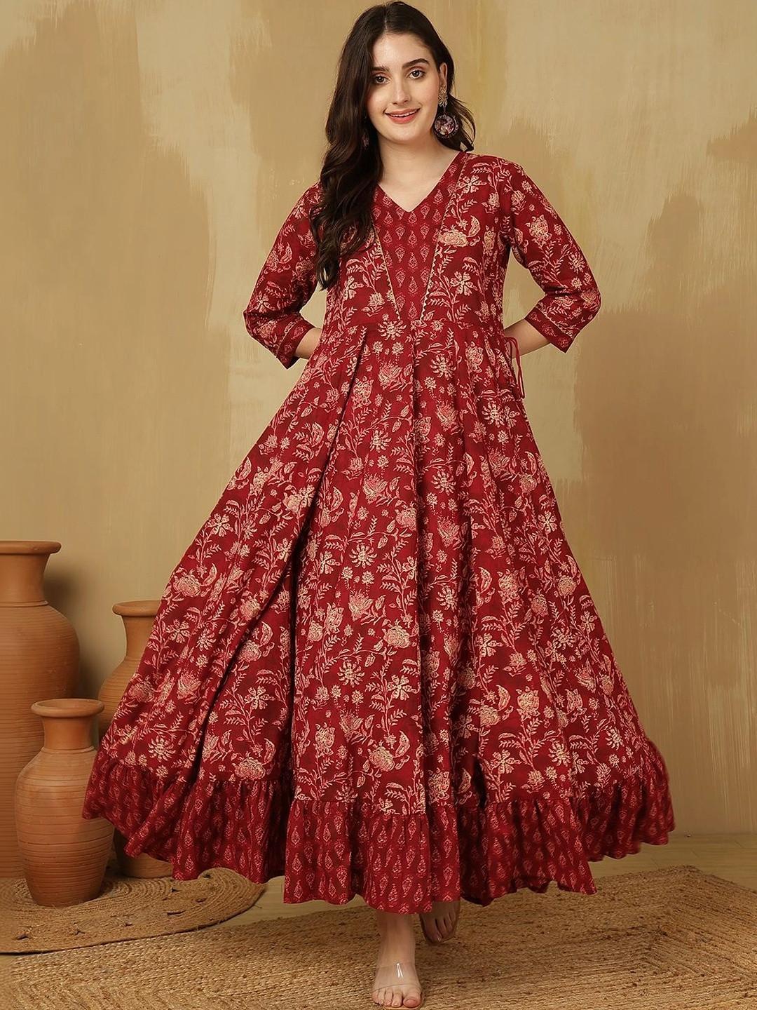 Sangria Women Floral Printed Floral Anarkali Kurta