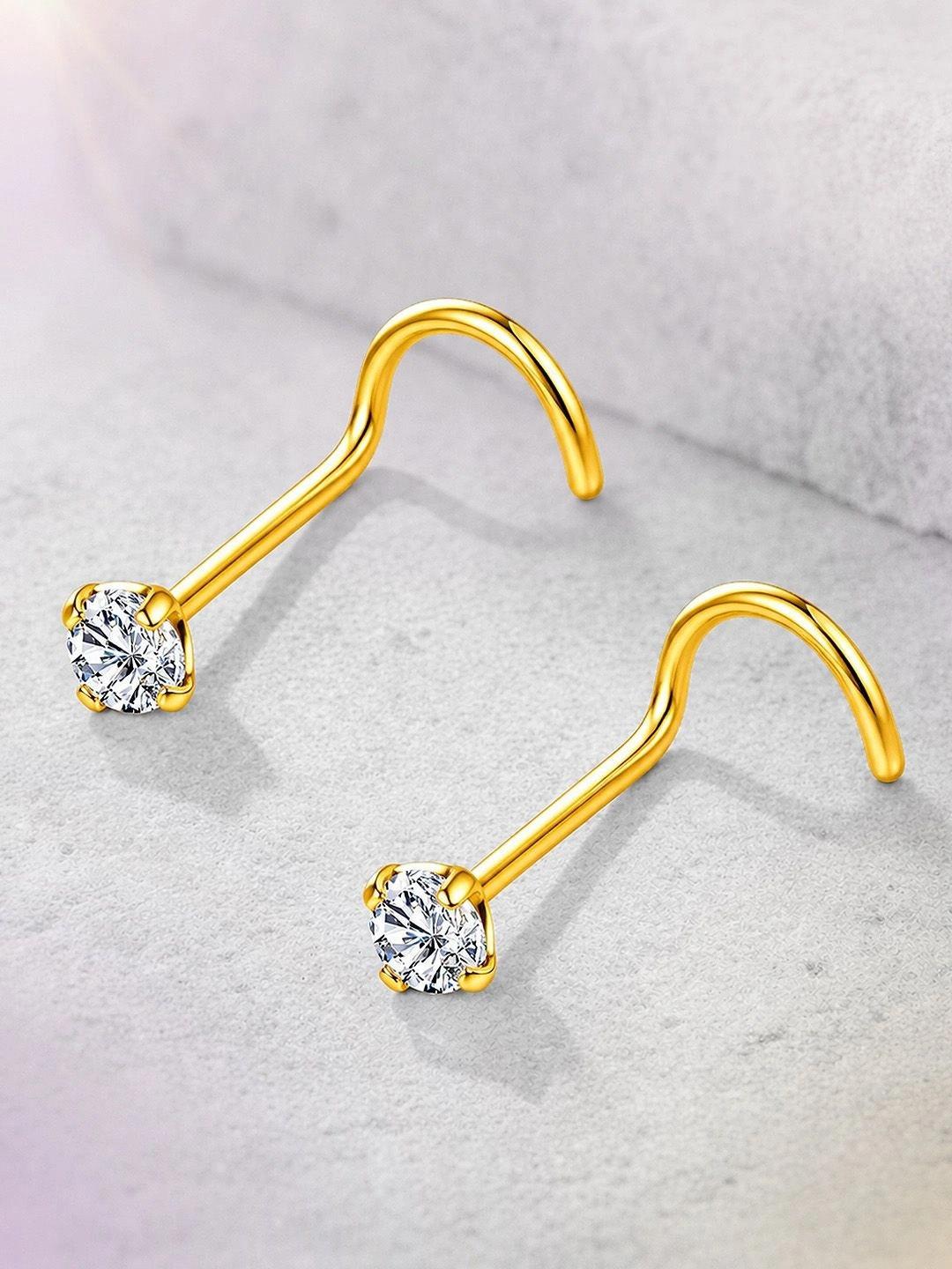 MAZZINI Gold-Plated Crystal Stud Nosepin