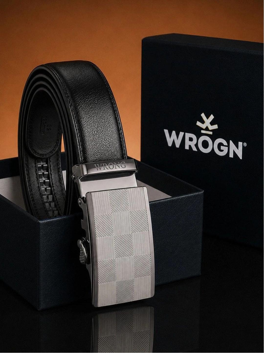 WROGN Men Textured PU Formal Belt