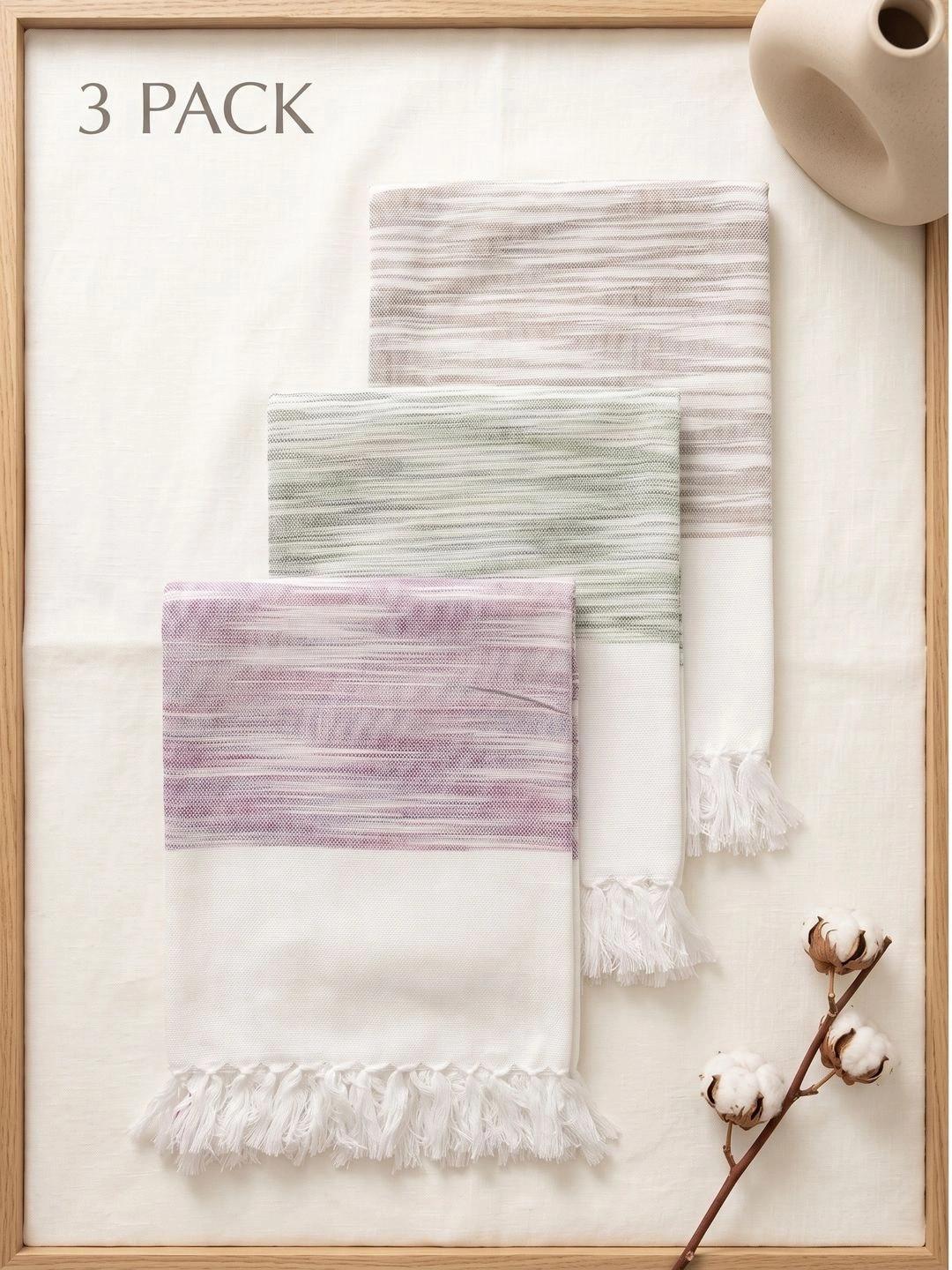 Ramraj Multicoloured 3 Cotton 350 GSM Bath Towel