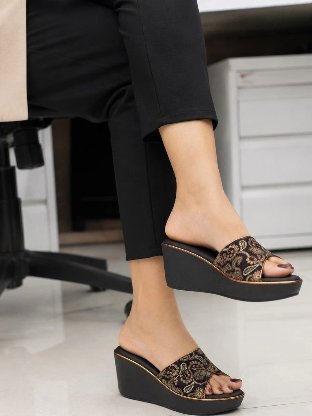 Lazera Women Embellished Ethnic Wedge Sandals