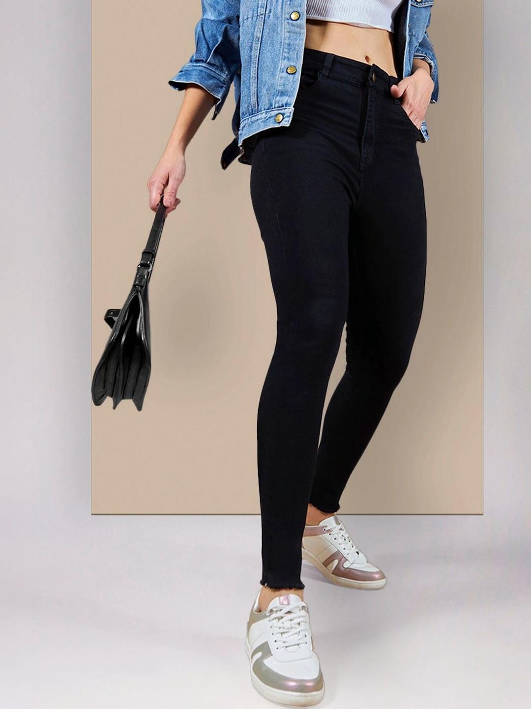 Chemistry Women Skinny Fit High-Rise Low Distress Cuffed Hem Jeans