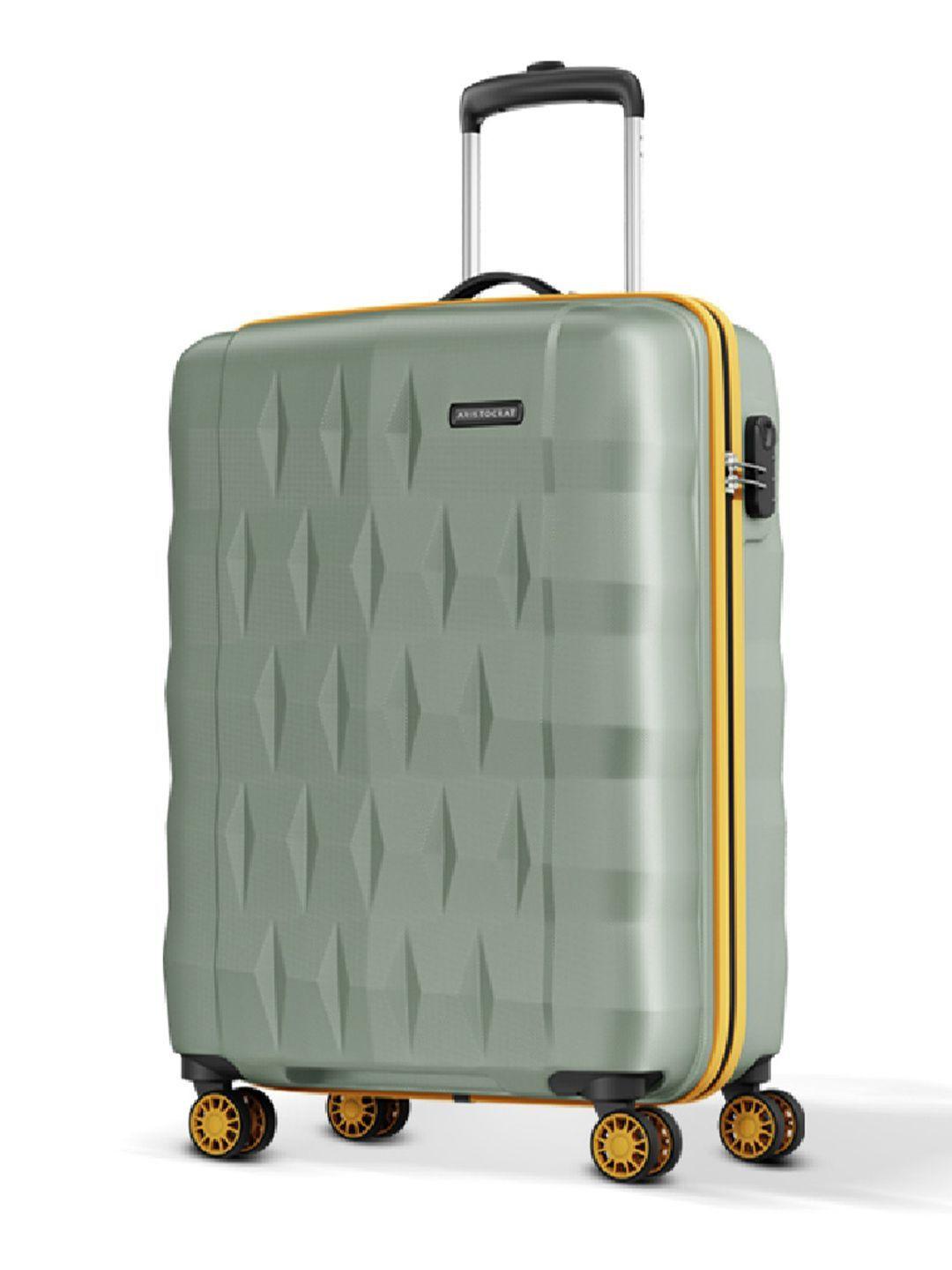 Aristocrat Comet Green Small Hard Luggage 56cm Cabin Trolley Bag with Smooth 8-Wheel
