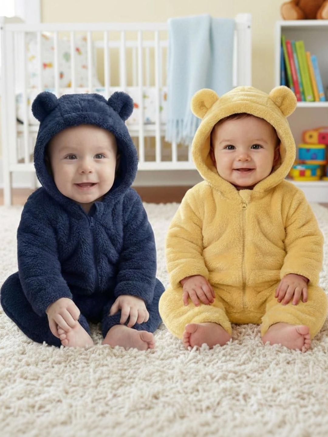 Cuddleloom Infants Pack Of 2 Hooded Cozy Rompers