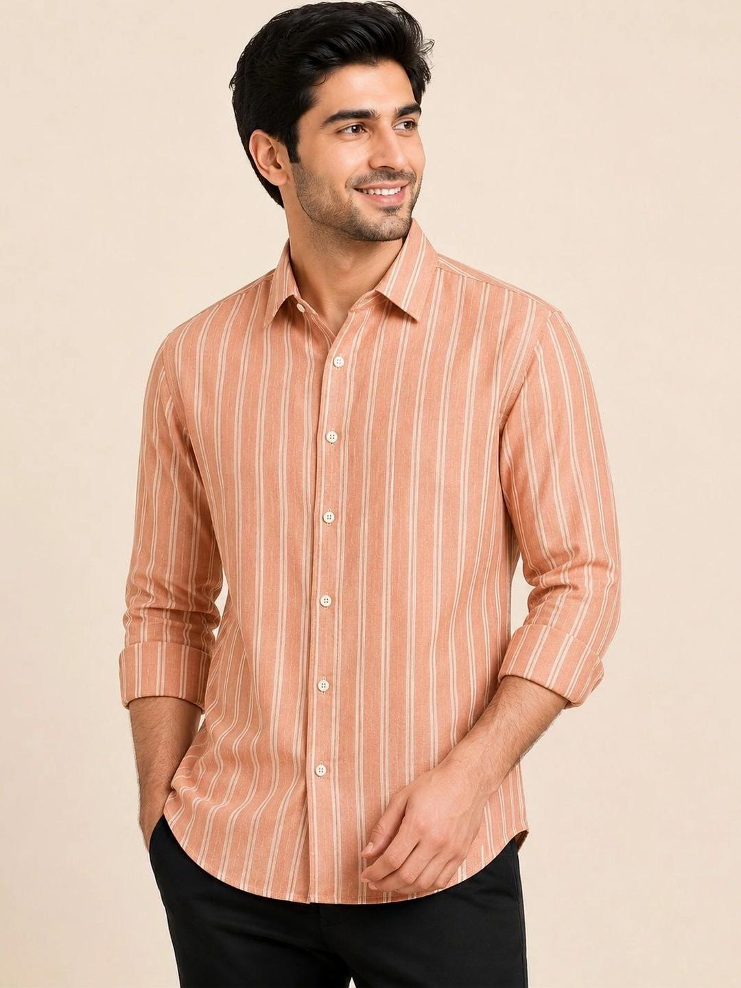 SZN Men Slim Fit Striped Casual Shirt