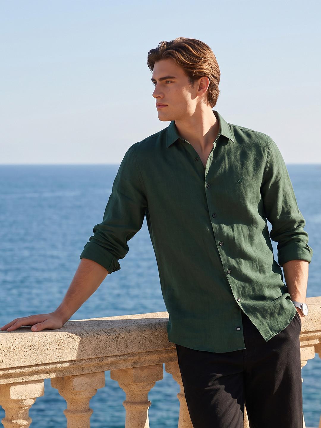 Nautica Classic Fit Pure Linen Casual Shirt