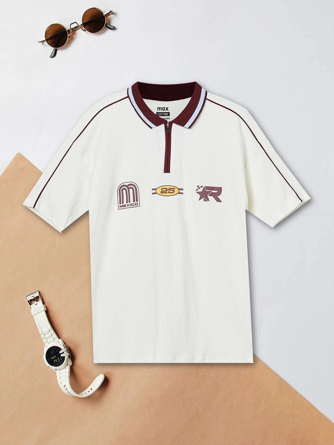 max Boys Colourblocked Polo Collar T-shirt