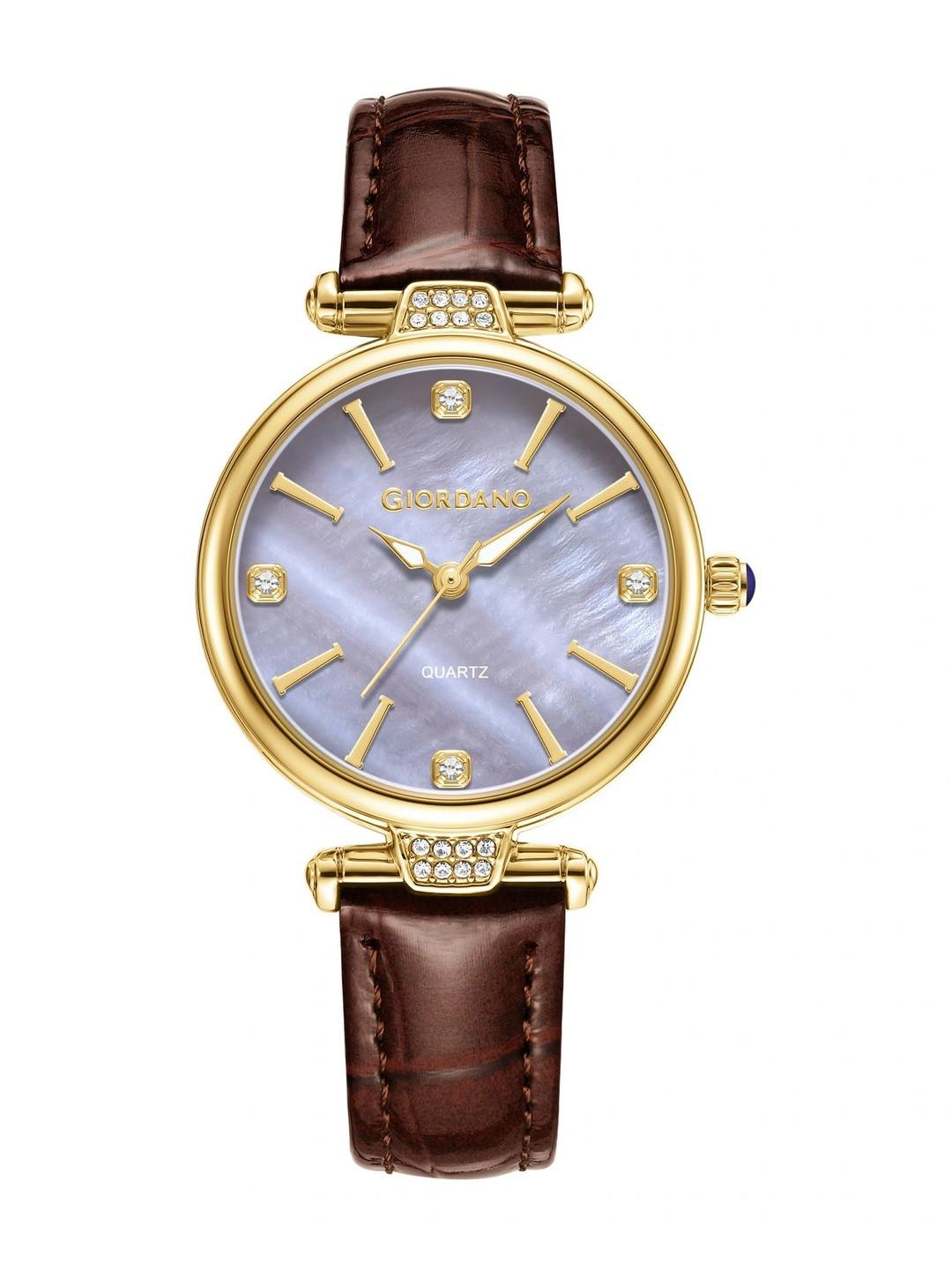 GIORDANO Women Mother of Pearl Dial & Leather Straps Analogue Watch GZ-60161-06