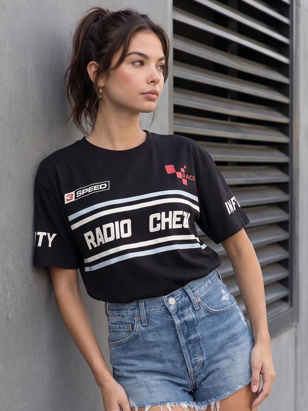 The Roadster Life Co. Typography Printed Drop-Shoulder Sleeves Relaxed Fit T-shirt