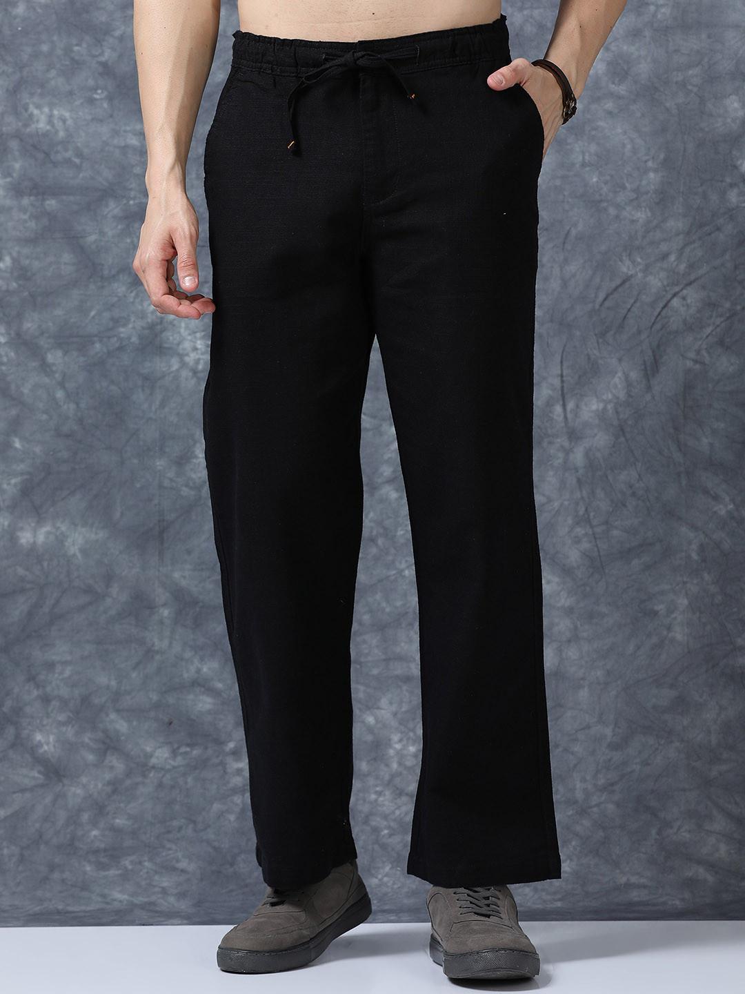 The Roadster Lifestyle Co Linen Relaxed-Fit Regular Trousers