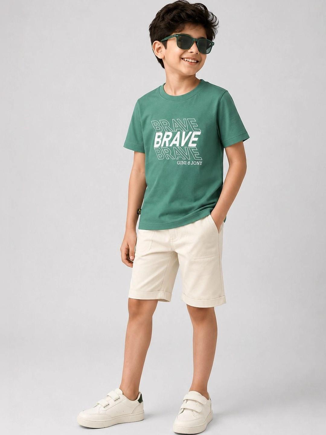 Gini and Jony Boys Typography Printed T-shirt