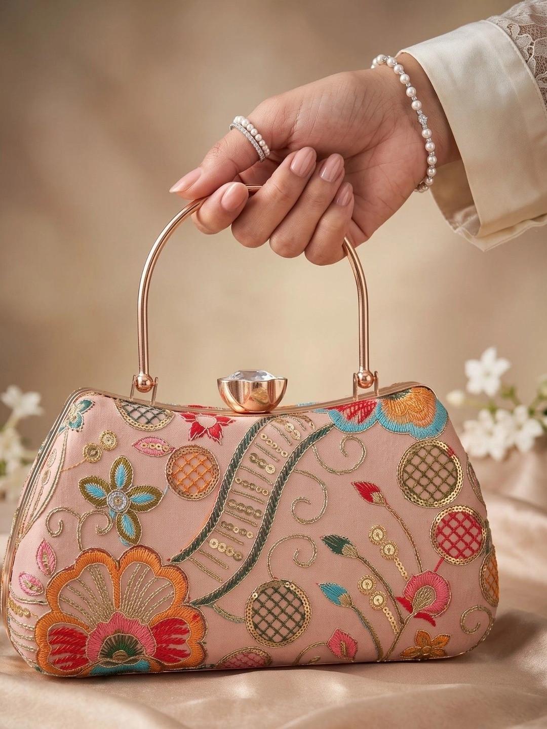 DressBerry Embroidered Embellished Box Clutch
