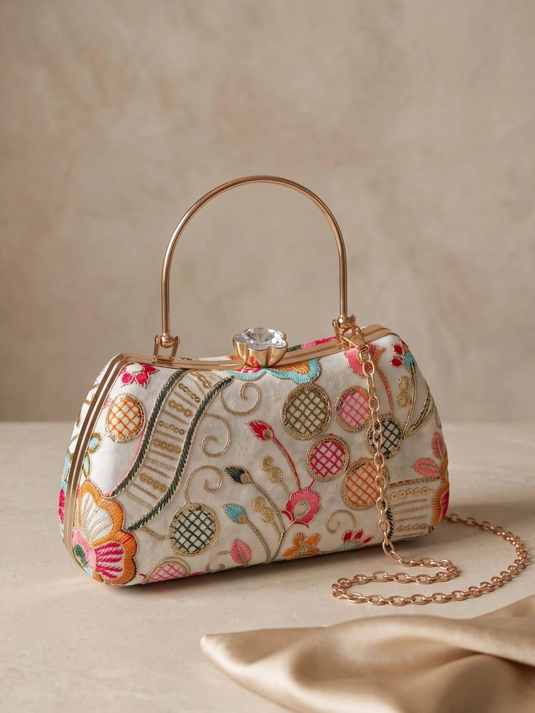 Anouk Embroidered Embellished Box Clutch