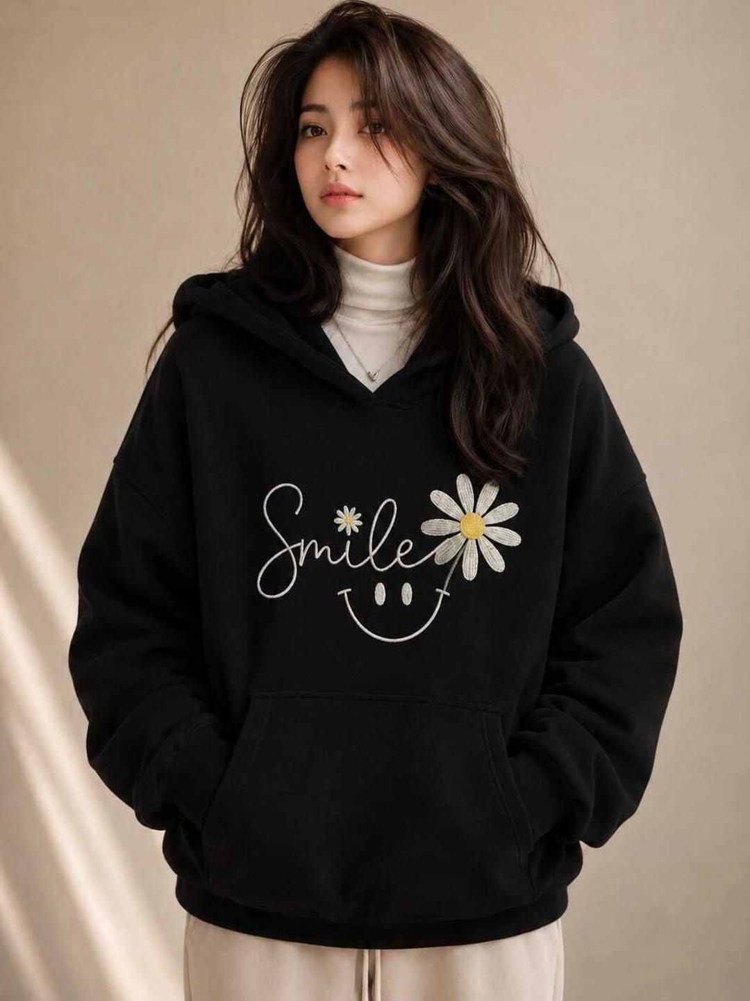 JIVAS Women Printed Hooded Sweatshirt