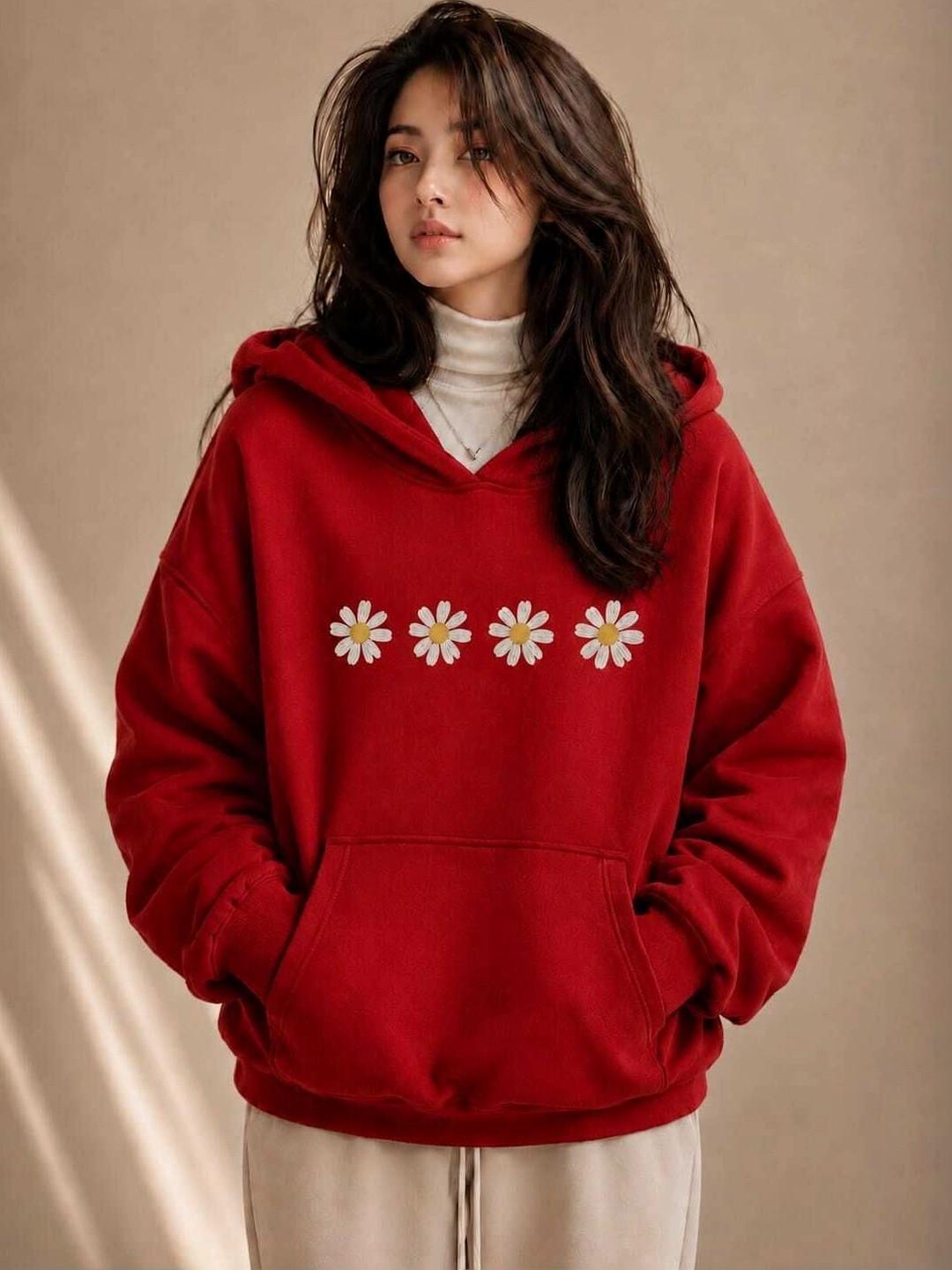 JIVAS Women Embroidered Hooded Sweatshirt