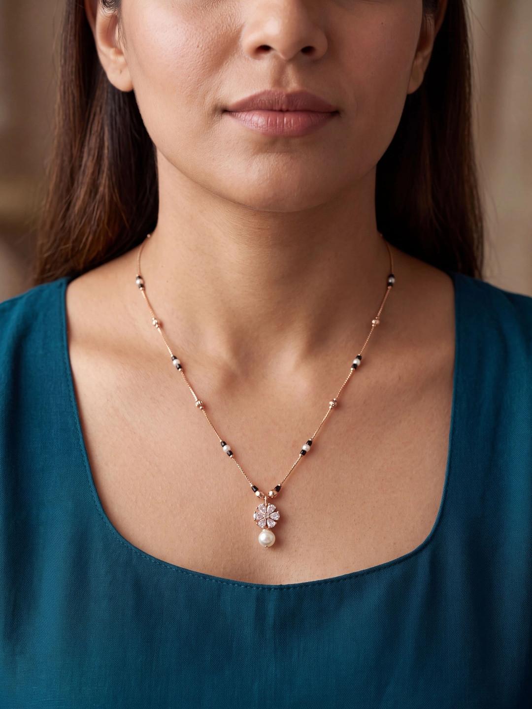 jueri Rose Gold-Plated Zircon Mangalsutra