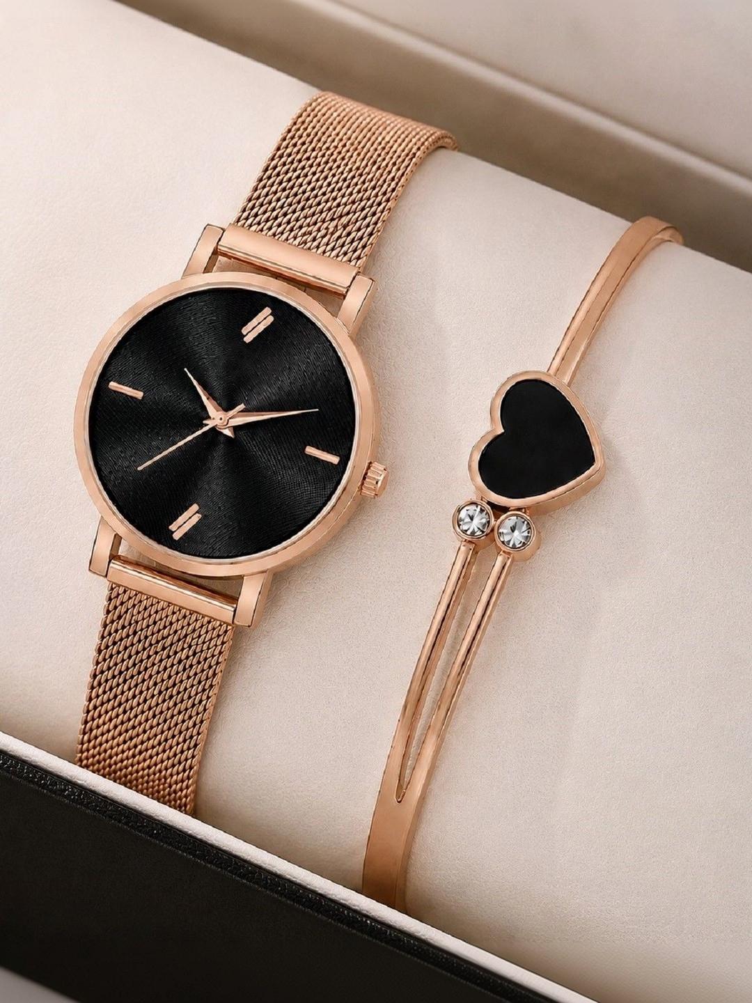 MEEKE Women Dial & Bracelet Style Straps Analogue Watch Heavy Rizly Black&Black Dil Kadu