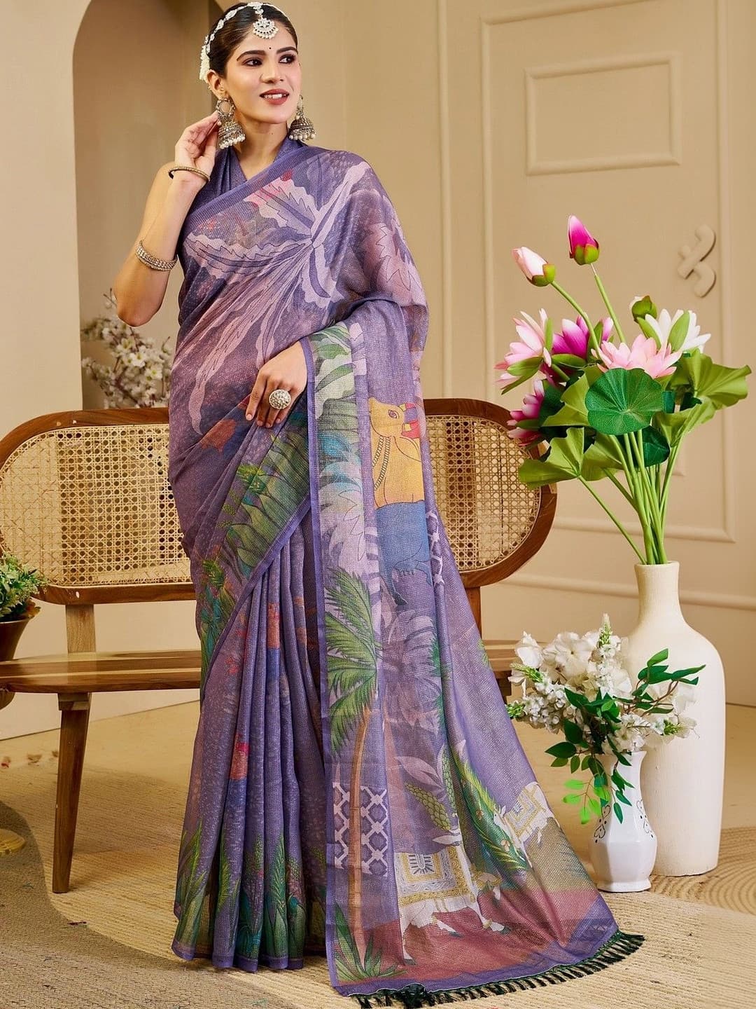 PHEASANT Floral Designer Saree