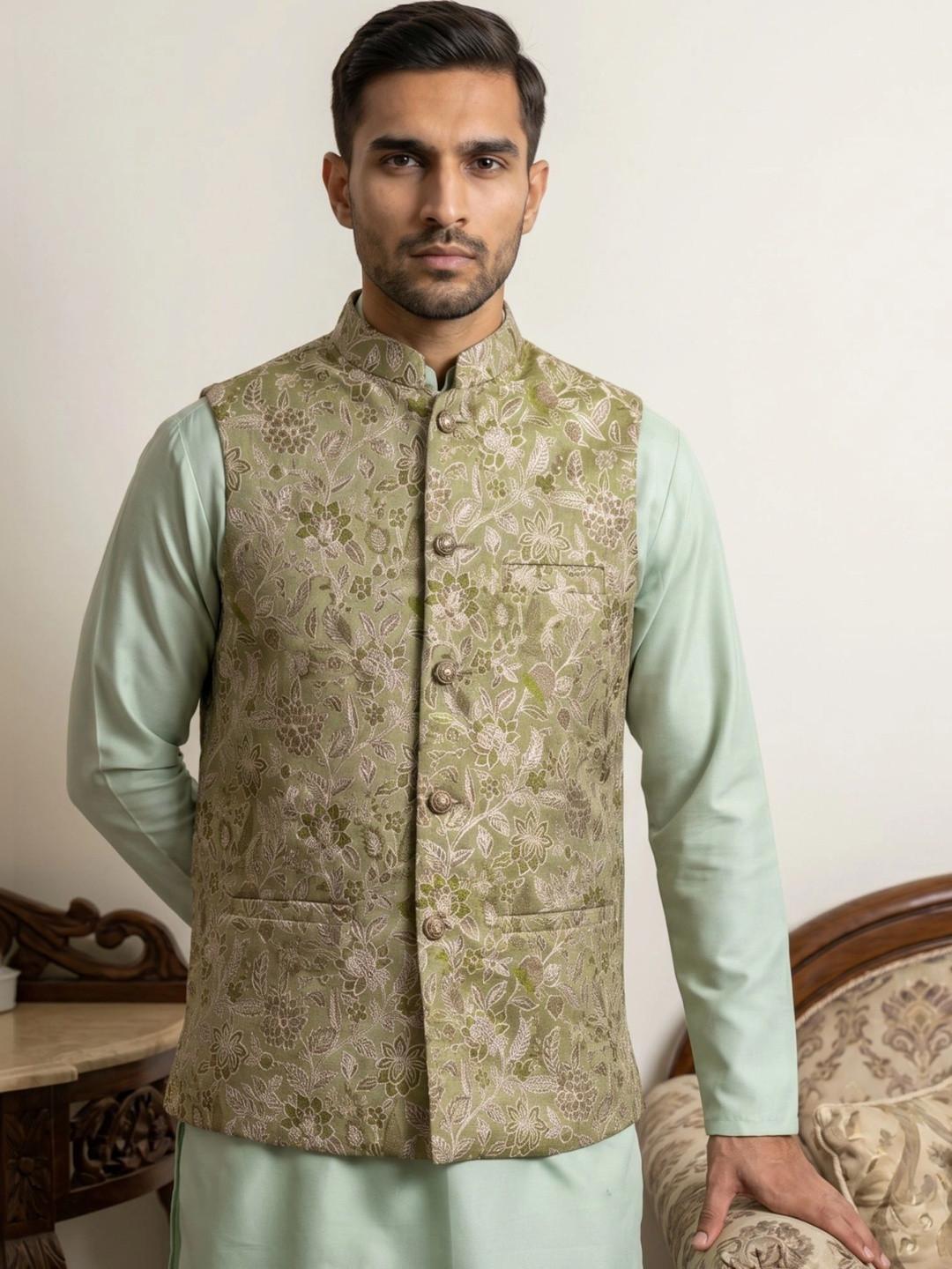 Jompers Embroidered Woven Nehru Jackets