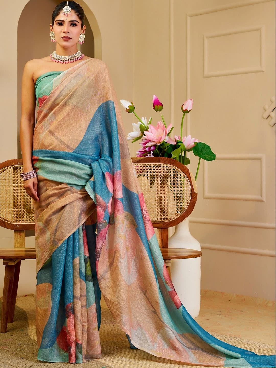 PHEASANT Floral Designer Saree