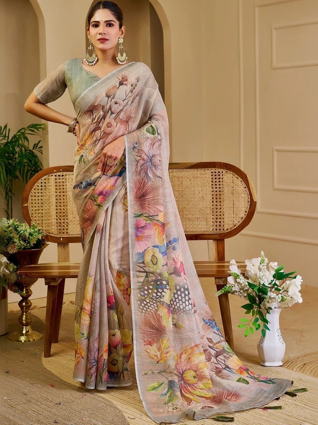 PHEASANT Floral Designer Saree