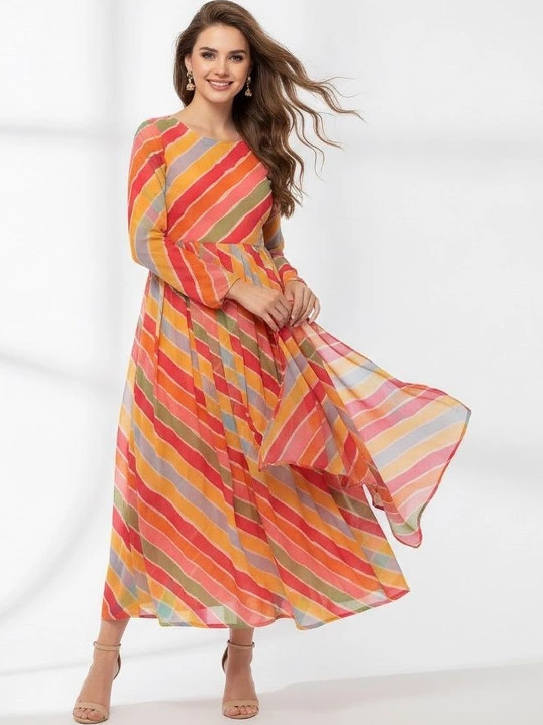 Femvy Women Printed Crepe Anarkali Kurta