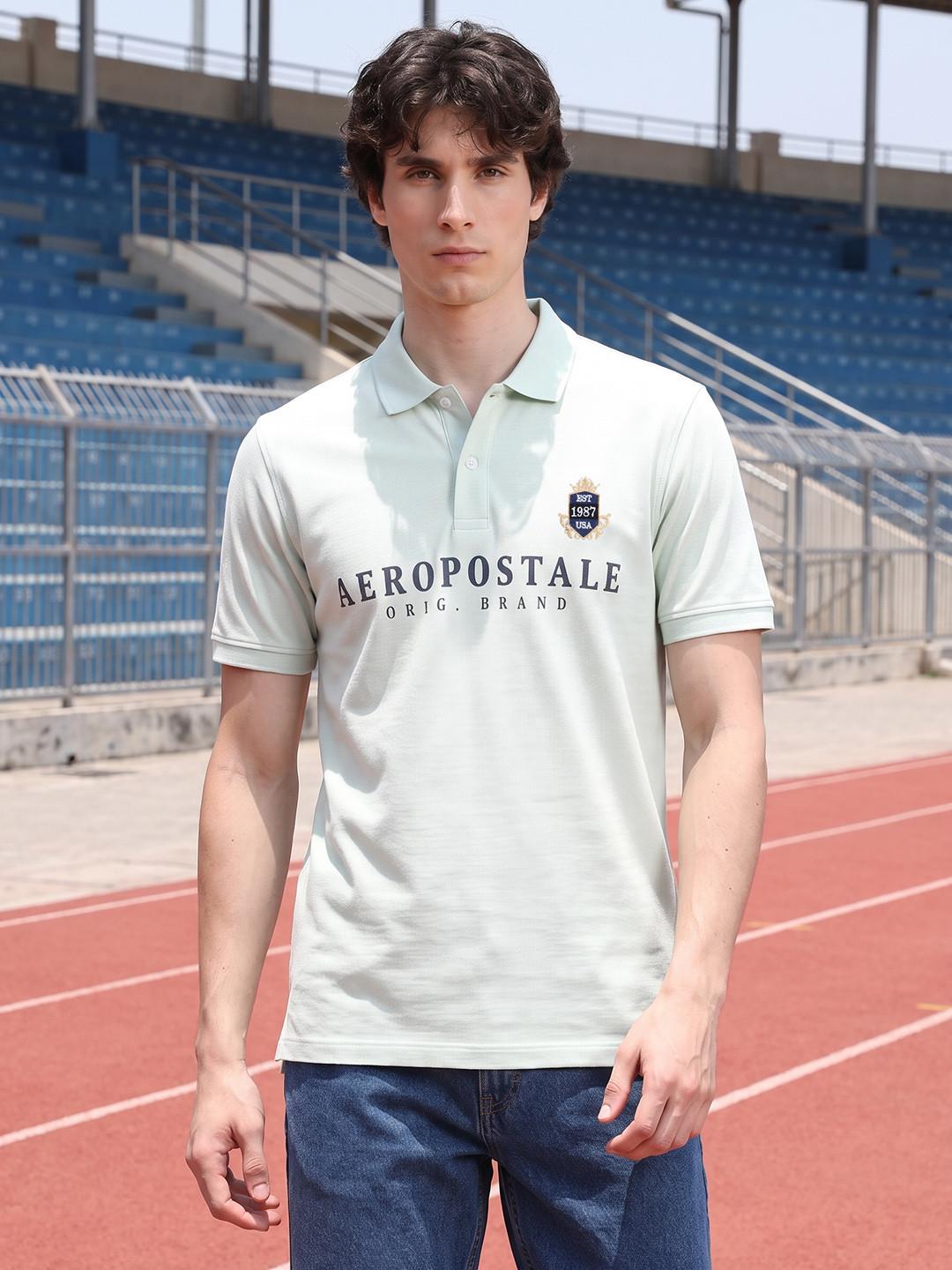 Aeropostale Brand Logo Polo Collar T-shirt