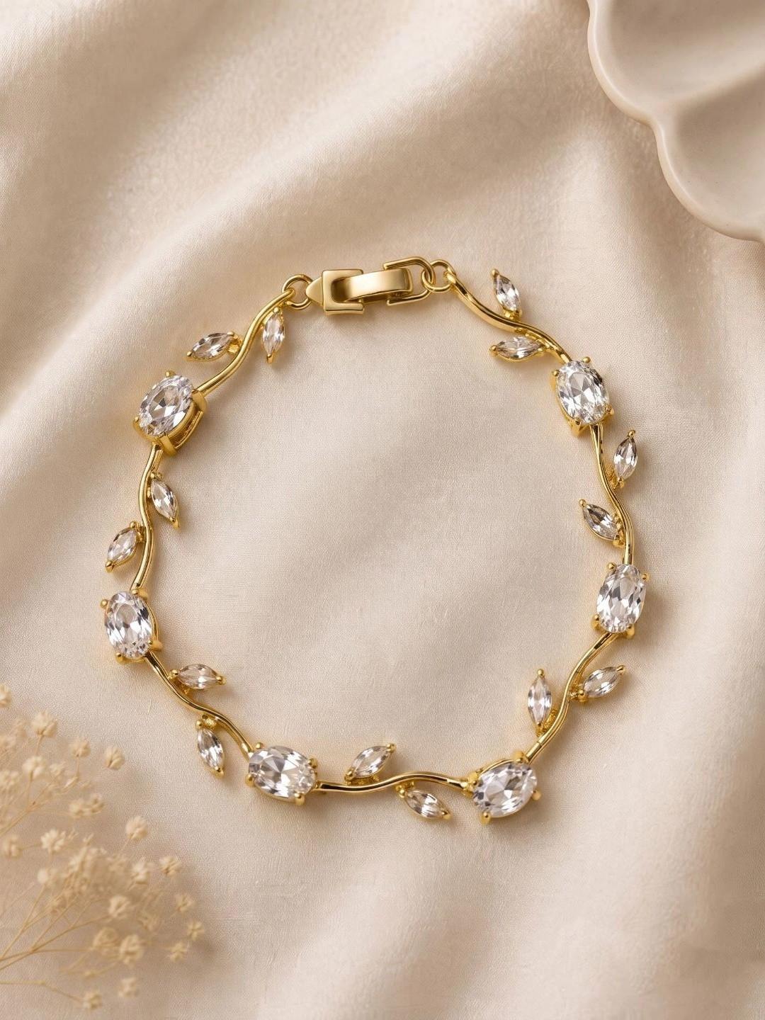 Anouk Women Brass Crystals Gold-Plated Link Bracelet