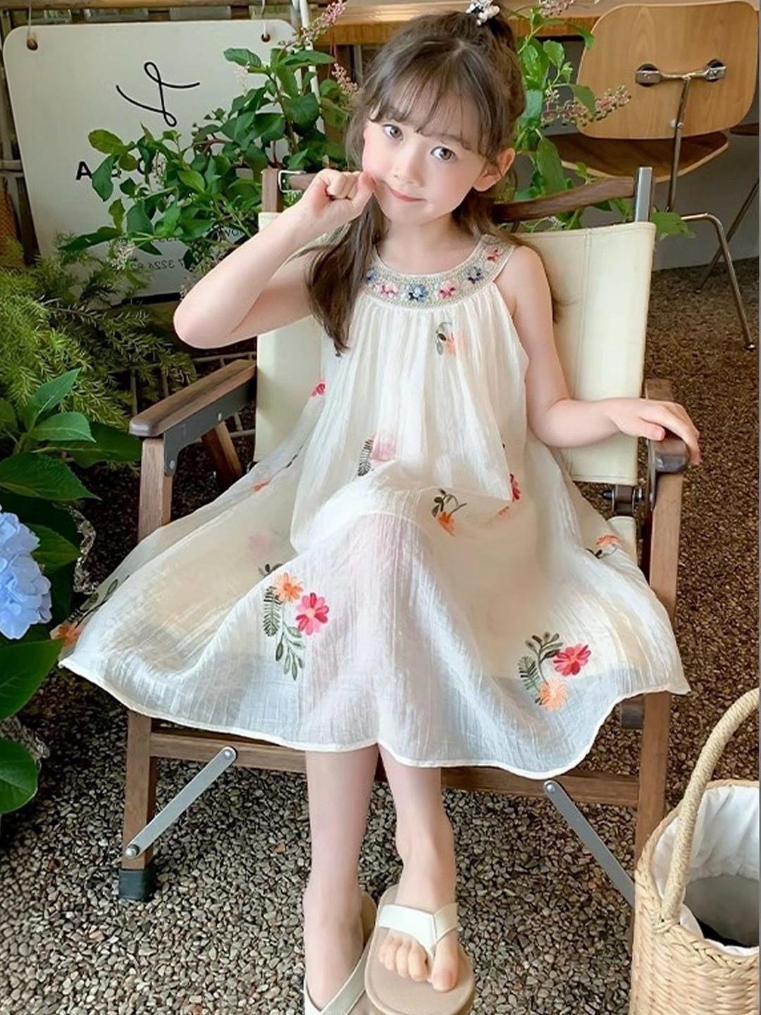 Katalyn Floral Embroidered Chiffon A-Line Dress